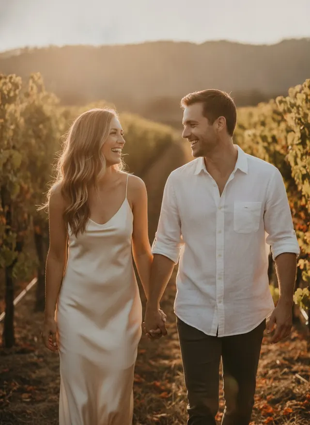 The same couple's original photo, before the watercolor portrait
